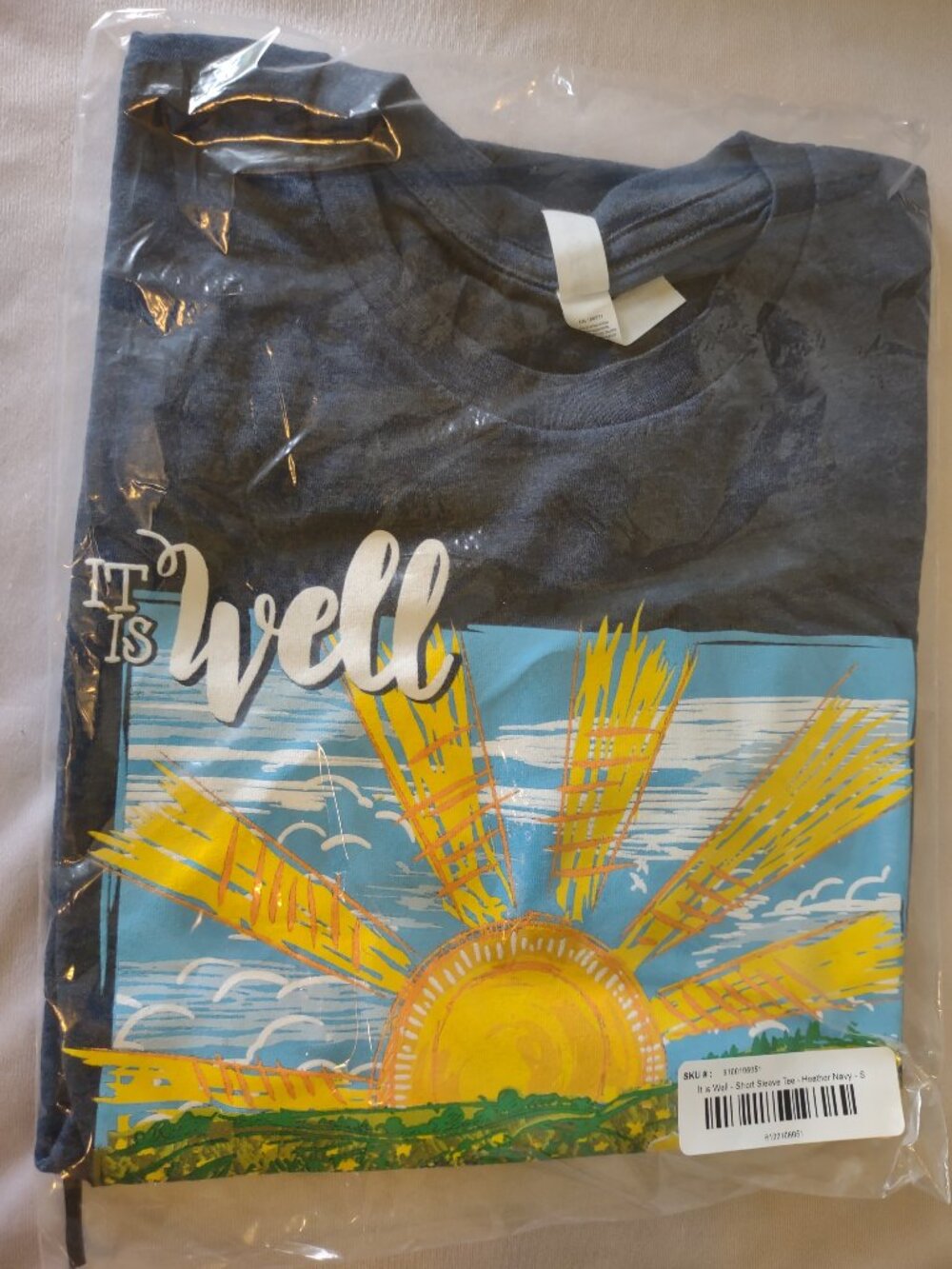 Women’s Christian Bible Inspiring Print T-shirt It Is Well With My Soul Navy S